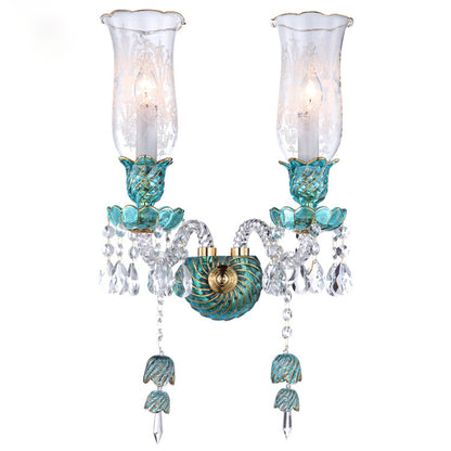 European candle crystal wall lamp
