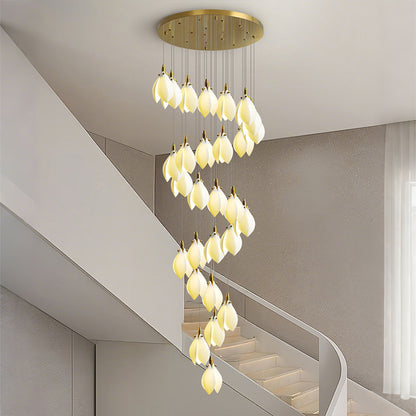 Staircase lights, hallway lights, glass chandeliers, custom hotel lighting fixtures