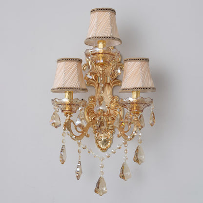 312European style zinc alloy candle crystal wall lamp