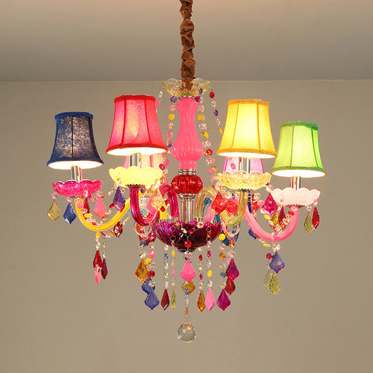 9053European style colorful candle crystal chandelier
