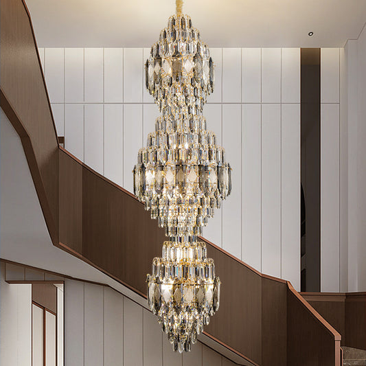 Staircase lights, crystal chandeliers, glass chandeliers, custom hotel lighting, living room lights, lobby chandeliers