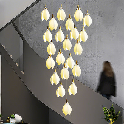 Staircase lights, hallway lights, glass chandeliers, custom hotel lighting fixtures