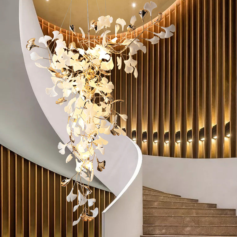Staircase lights, crystal ceramic chandeliers, glass chandeliers, custom hotel lighting, living room lights, lobby chandeliers