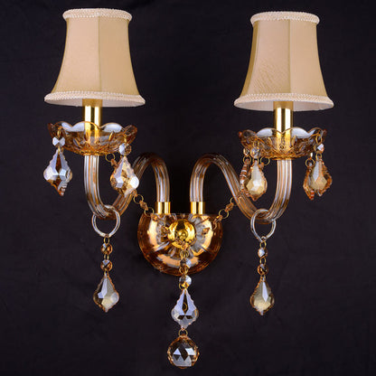 334European style glass candle crystal wall lamp