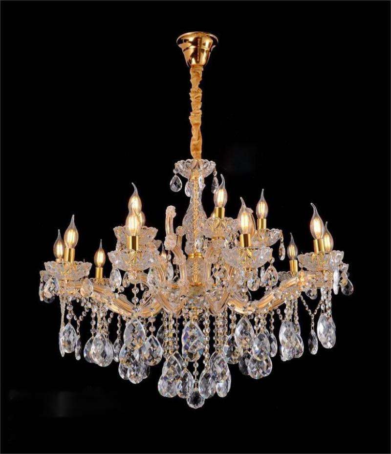 8011European style candle crystal chandelier living room lamp golden crystal lamp