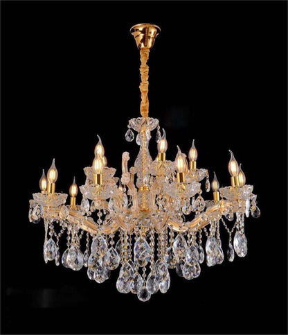 8011European style candle crystal chandelier living room lamp golden crystal lamp