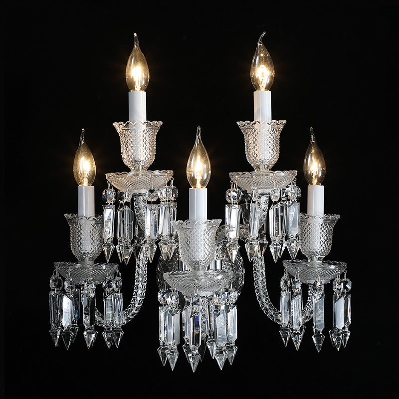 European style aisle candle crystal wall lamp