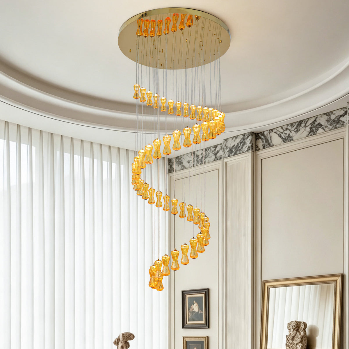 Modern luxury glass chandelier villa living room minimalist chandelier