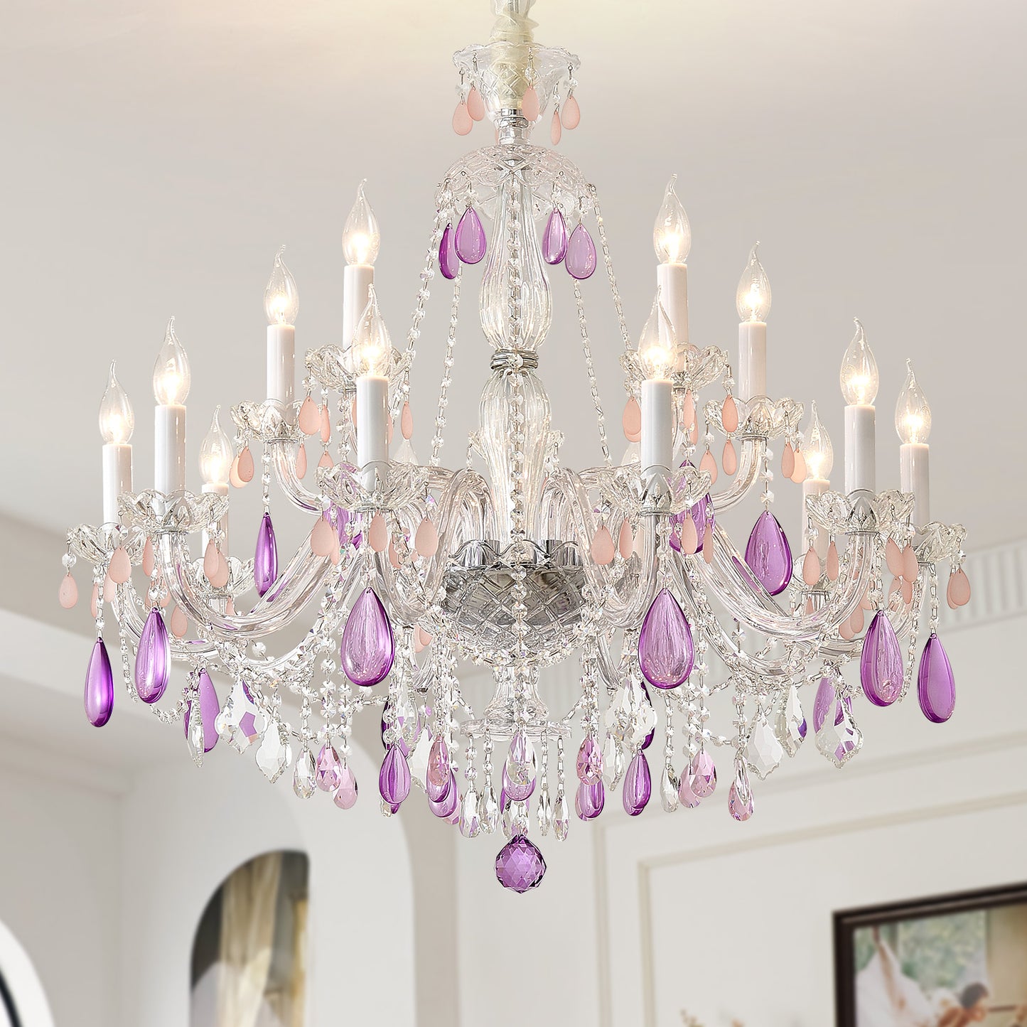Yuhuaqi Lighting European Candle Crystal Chandelier