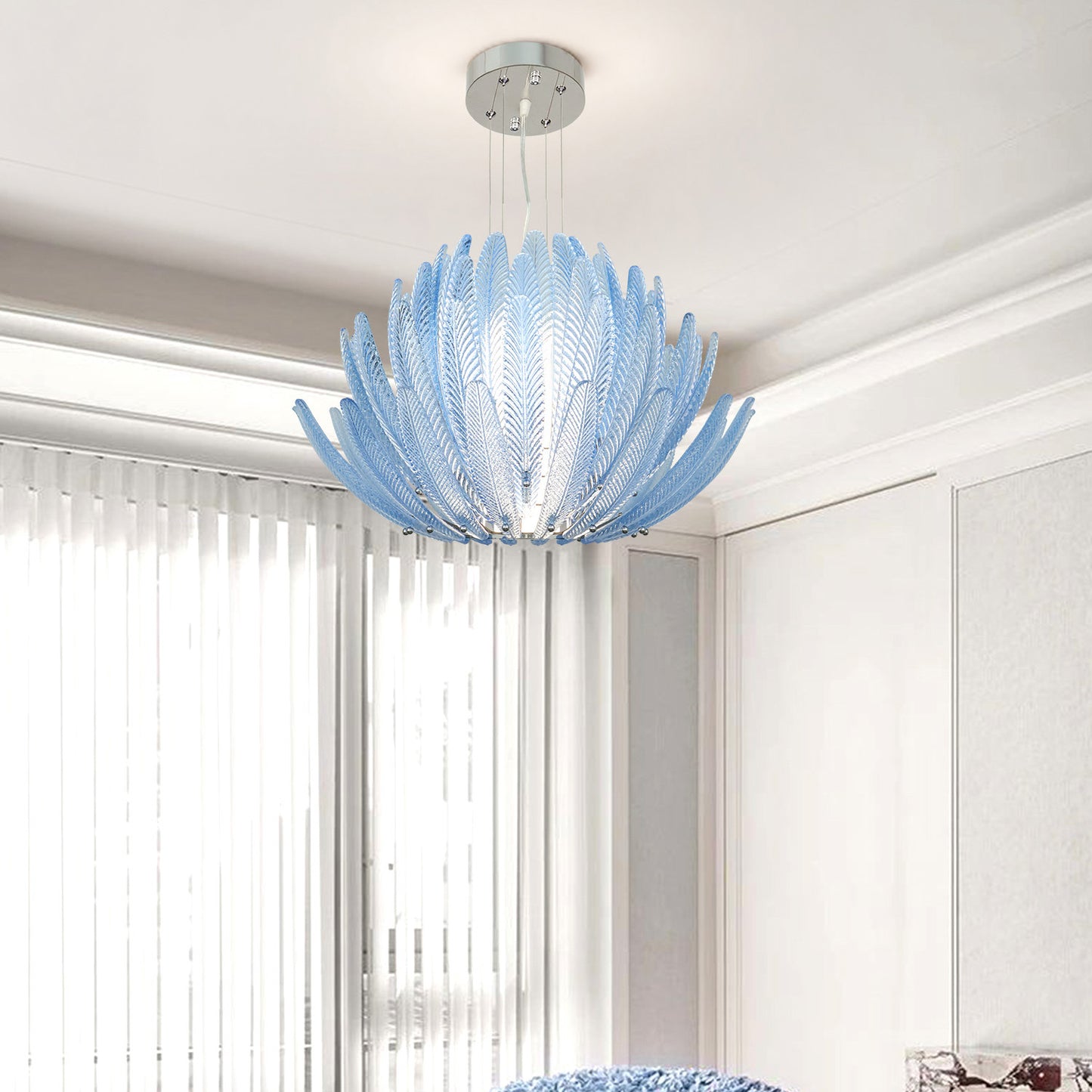 Modern minimalist living room glass pendant light branch shaped crystal light antique bedroom LED light