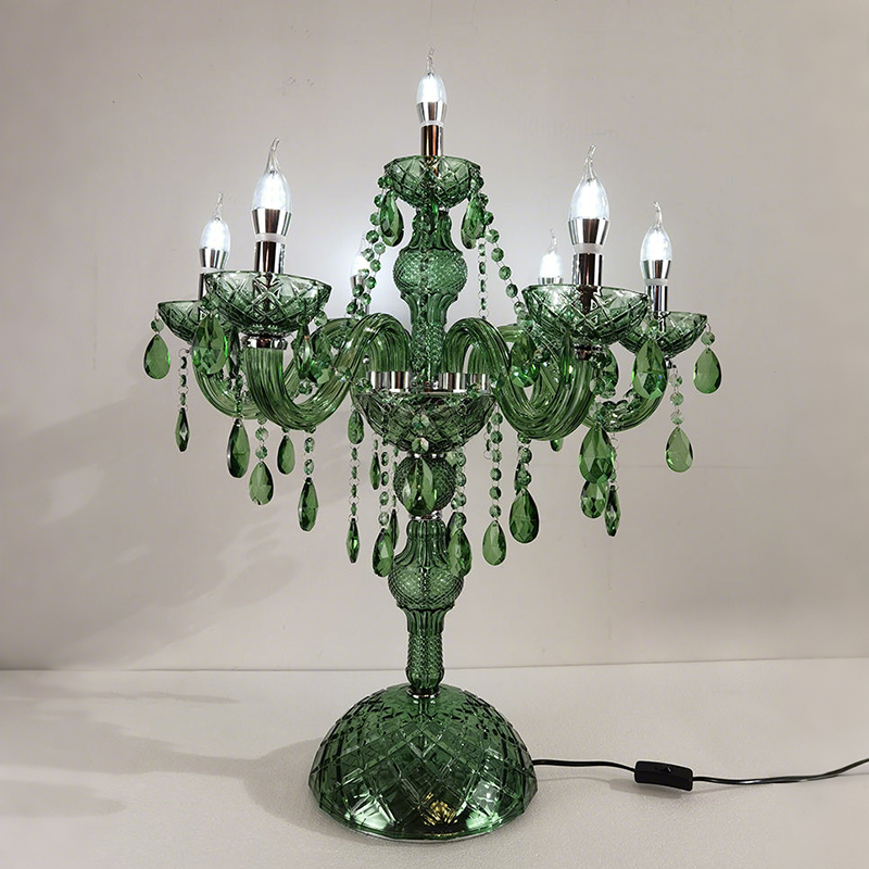 Green table lamp European style bedroom table lamp