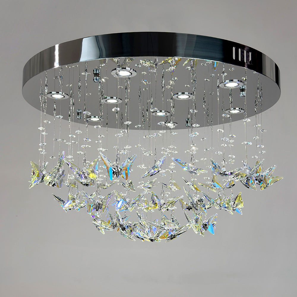 Modern minimalist crystal ceiling light, suitable for living room, bedroom, and dining room.