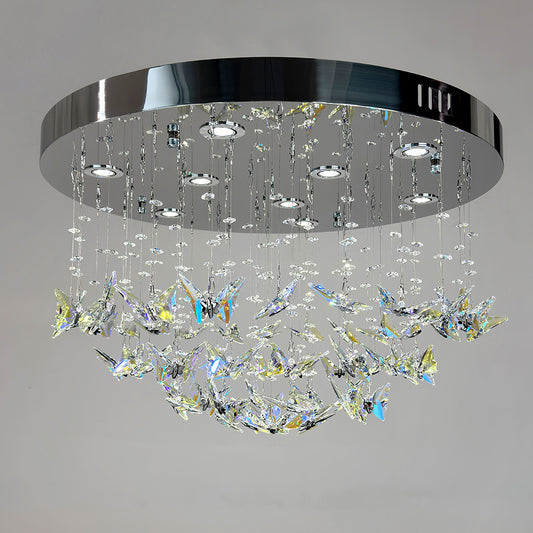 Modern minimalist crystal ceiling light, suitable for living room, bedroom, and dining room.