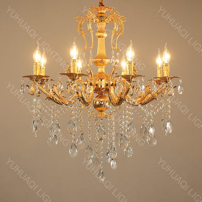 Gold zinc alloy crystal chandelier