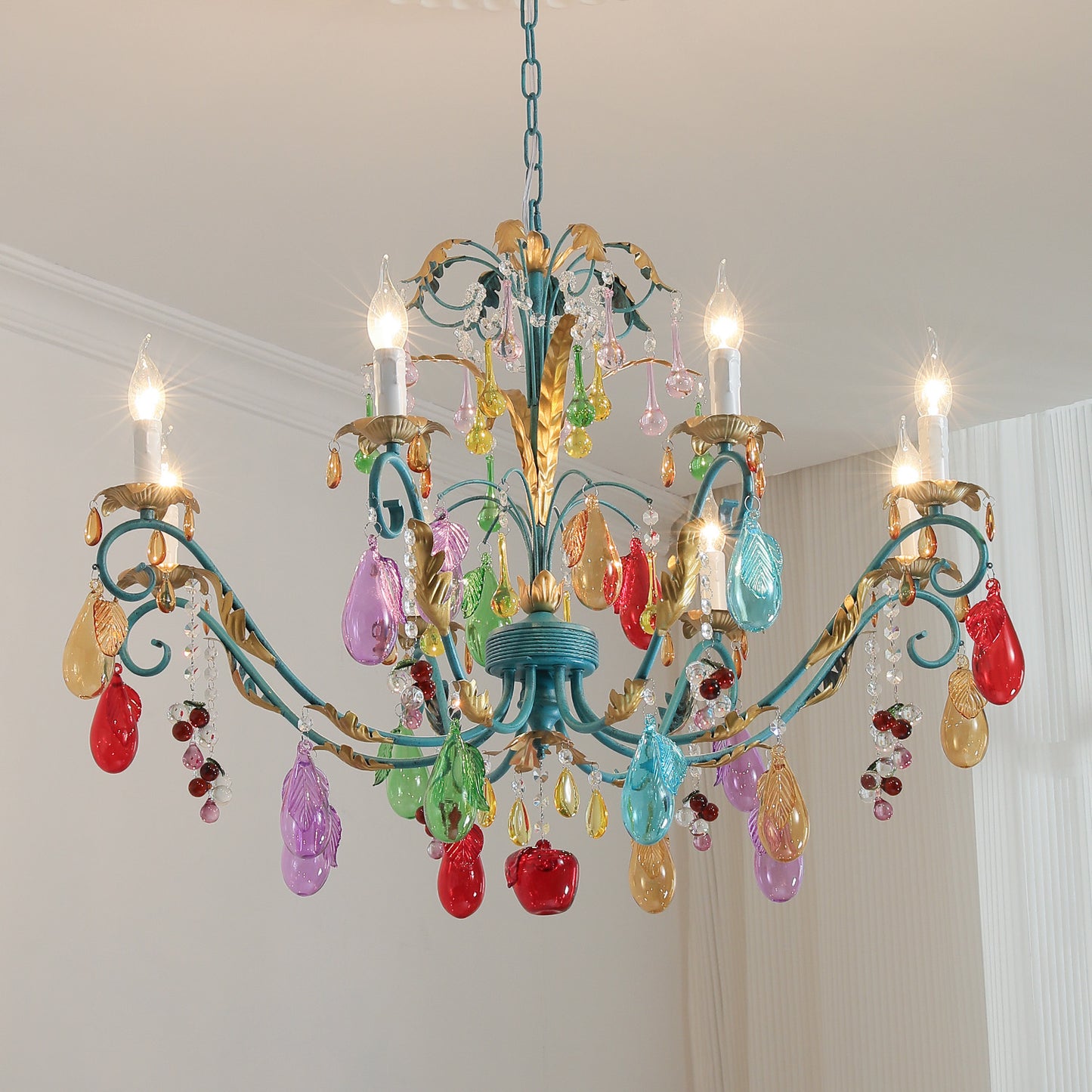 Colorful crystal chandelier, children's room chandelier, crystal lamp