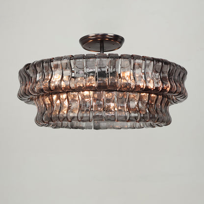 French light luxury Monola glass circular chandelier villa living room lamp medieval creative bedroom dining room decoration