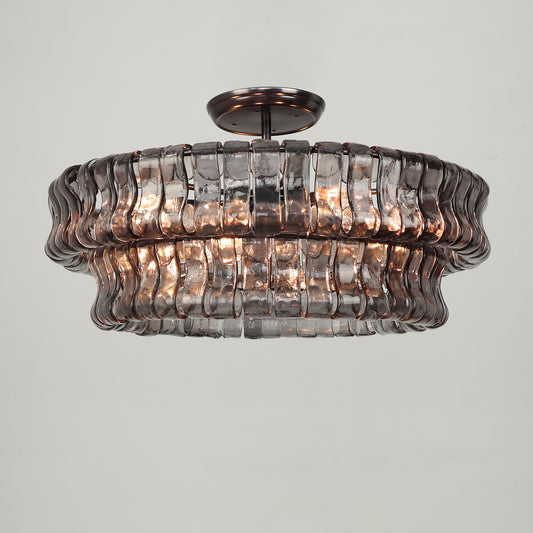 French light luxury Monola glass circular chandelier villa living room lamp medieval creative bedroom dining room decoration