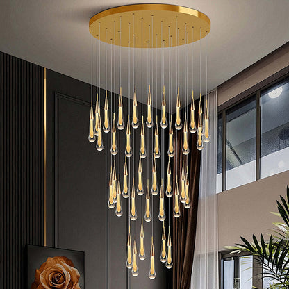 Water droplet LED crystal creative duplex building chandelier villa spiral staircase LED light luxury modern minimalist staircase light