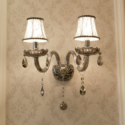 335European style glass candle crystal wall lamp