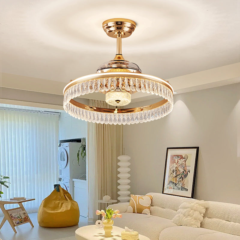 Fan light, dining room light, bedroom light, crystal chandelier, modern minimalist style HQC3795-4290