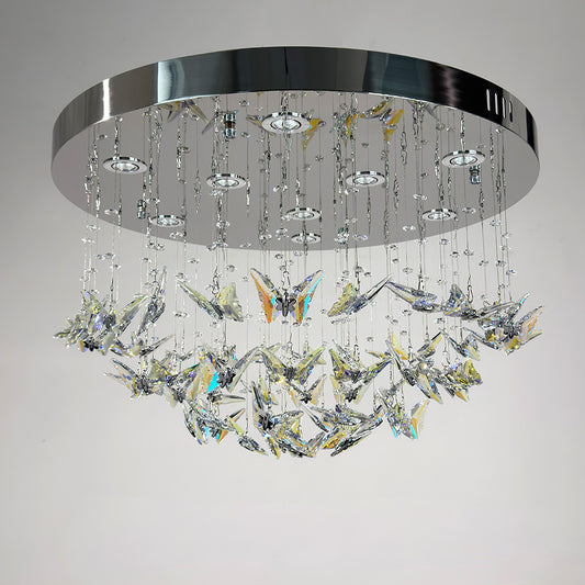 Modern minimalist crystal ceiling light, suitable for living room, bedroom, and dining room.