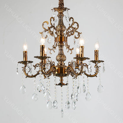 Gold zinc alloy crystal chandelier