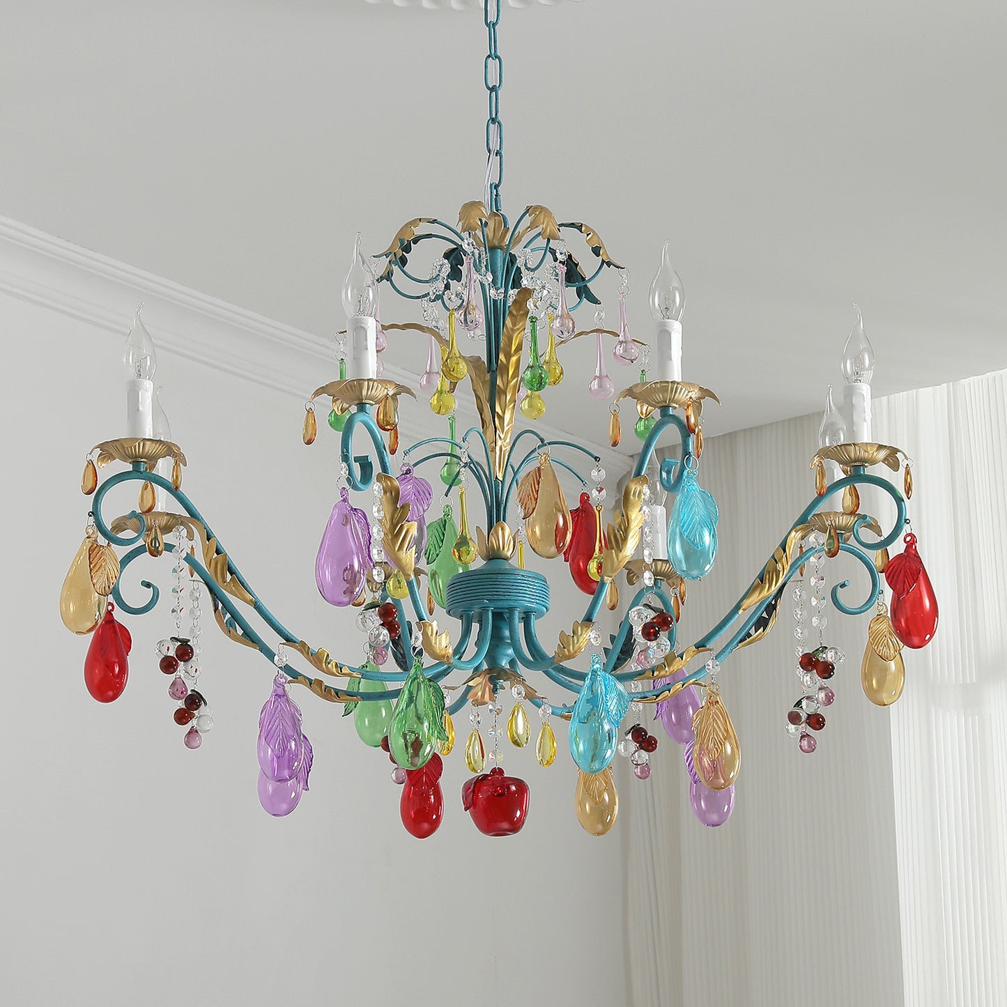 Colorful crystal chandelier, children's room chandelier, crystal lamp