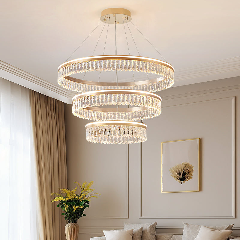 Modern minimalist crystal chandelier, living room light, bedroom light, dining room light.HQC6985/80+60+40