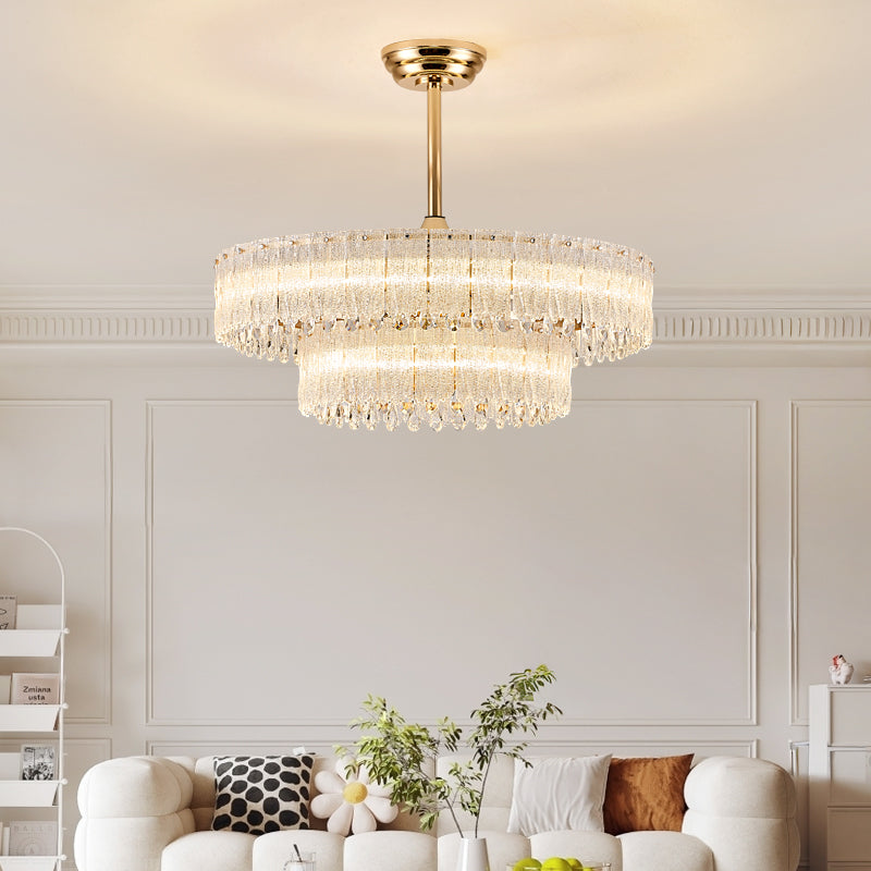 Fan light, dining room light, bedroom light, crystal chandelier, modern minimalist styleHQC4895-5335-6435/X2838-3245
