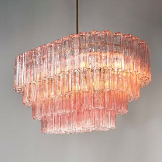 Hotel project pink glass crystal chandelier