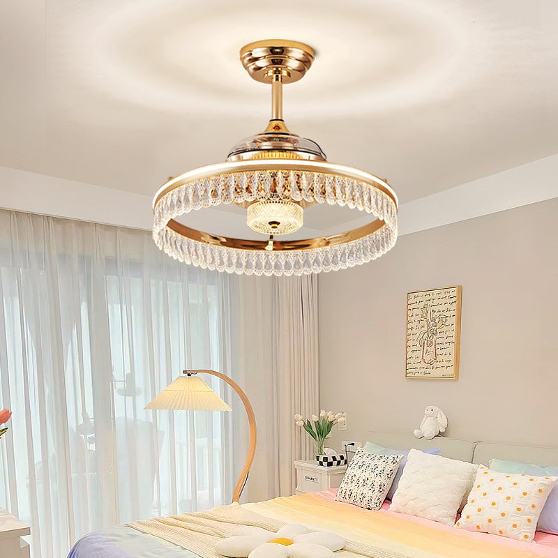 Fan light, dining room light, bedroom light, crystal chandelier, modern minimalist style HQC3795-4290