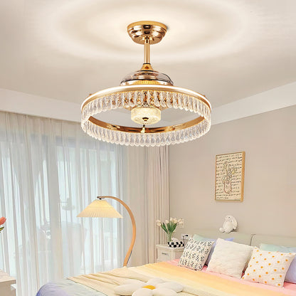 Fan light, dining room light, bedroom light, crystal chandelier, modern minimalist style HQC3795-4290