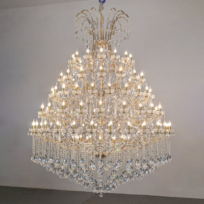 European style candle crystal chandelier villa lamp golden crystal lamp