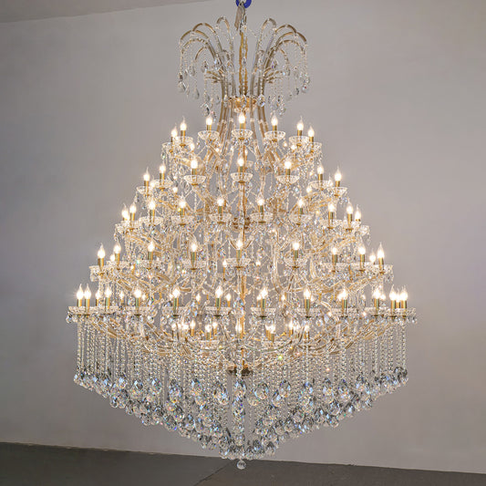 European style candle crystal chandelier villa lamp golden crystal lamp