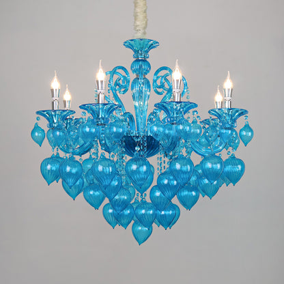 Blue peach crystal chandelier  living room candle light