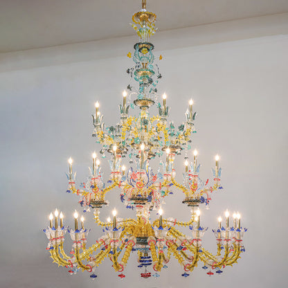 European crystal candle pendant lamp villa