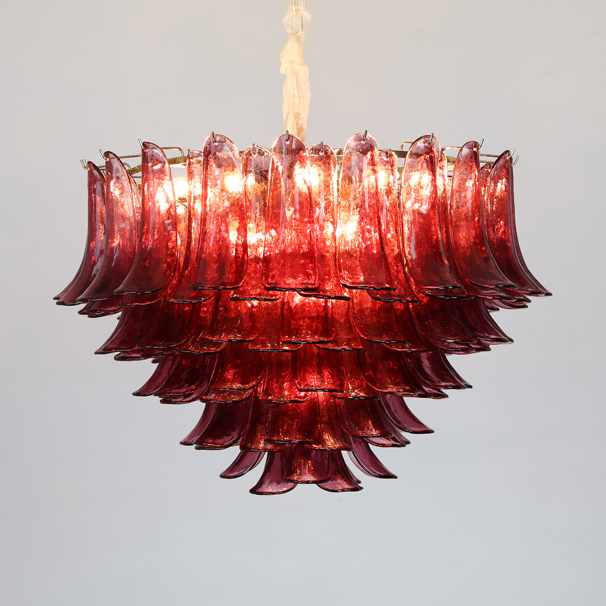 Crystal pendant light in modern red