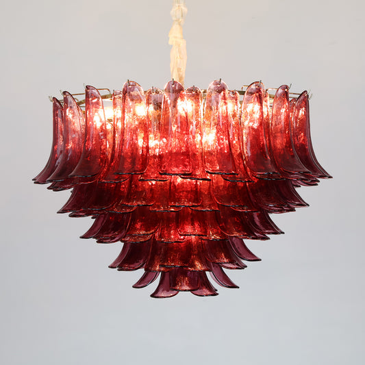 Crystal pendant light in modern red