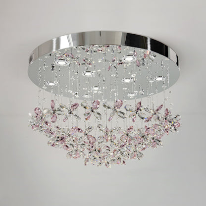 Modern minimalist crystal ceiling light, suitable for dining rooms, bedrooms, and hallways.