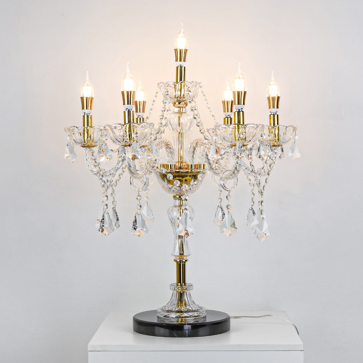 Golden crystal candle desk lamp