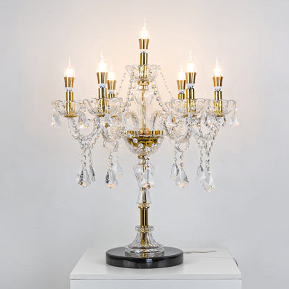 Golden crystal candle desk lamp