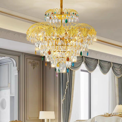 Colorful crystal light luxury crystal chandelier living room