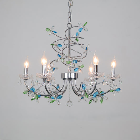 Crystal pendant light  wrought iron living room  modern style