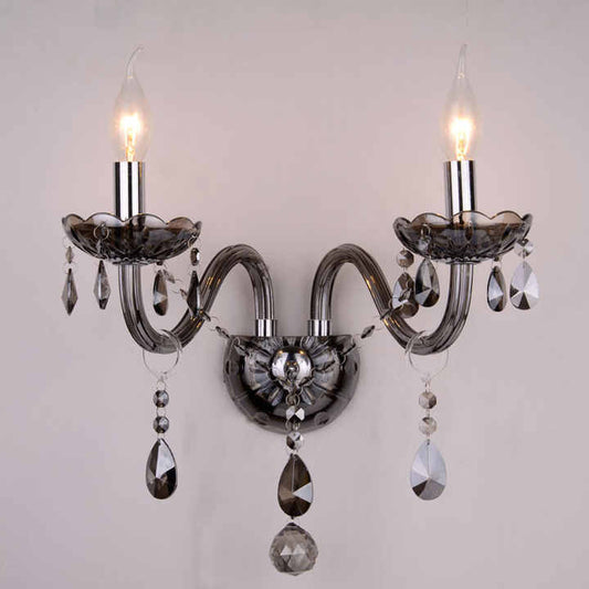 335European style glass candle crystal wall lamp
