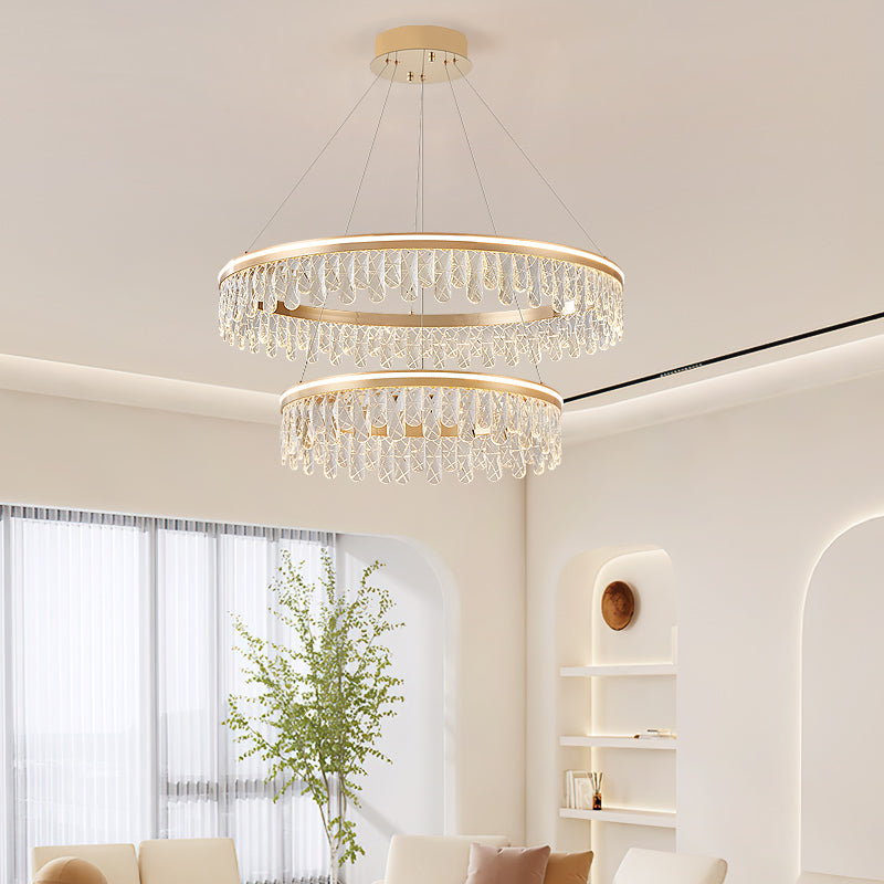 Modern minimalist crystal chandelier, living room light, bedroom light, dining room light.HQC7568/80+60+40