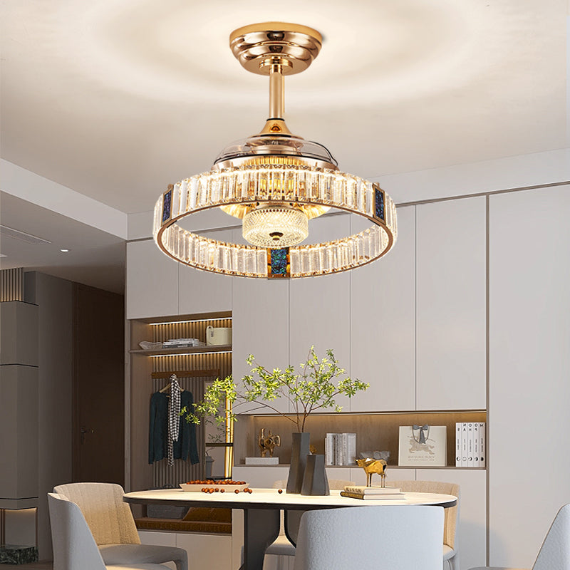 Fan light, dining room light, bedroom light, crystal chandelier, modern minimalist style HQC4125-4400