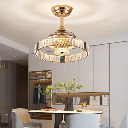 Fan light, dining room light, bedroom light, crystal chandelier, modern minimalist style HQC4125-4400