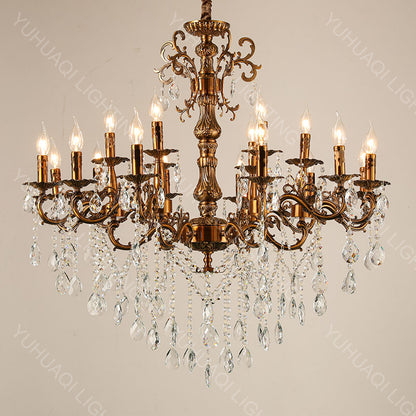 Gold zinc alloy crystal chandelier