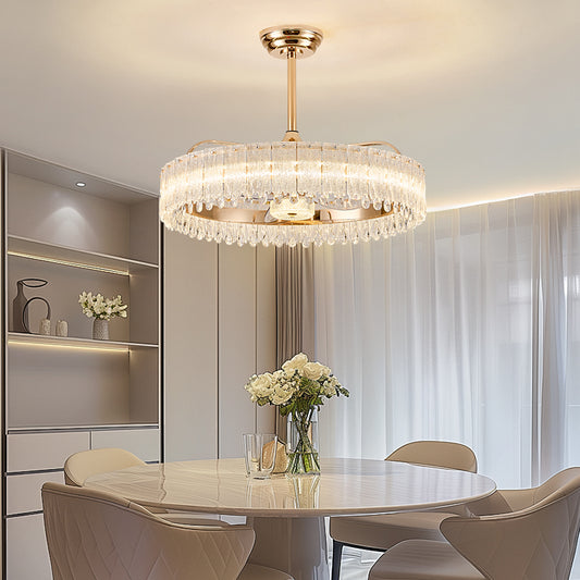 Fan light, dining room light, bedroom light, crystal chandelier, modern minimalist styleHQC4895-5335-6435/X2838-3245