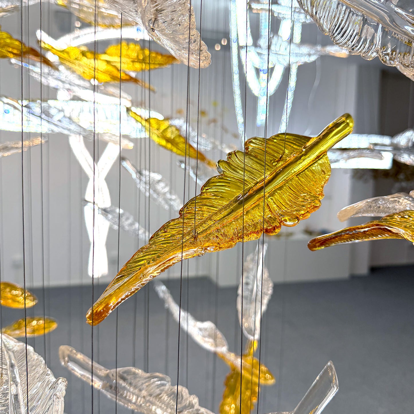 Hotel chandeliers, staircase chandeliers, custom-made leaf lights